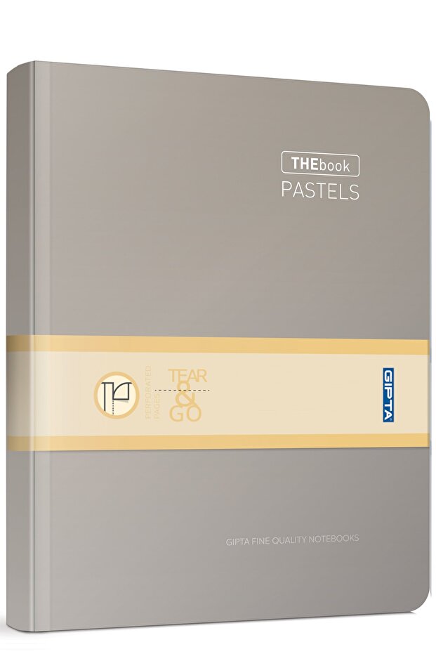 The Book Pastel 20x28 296 Sheets 4 Compartments Hard Cover Hardcover Notebook (3484) Checked Pastel Gray