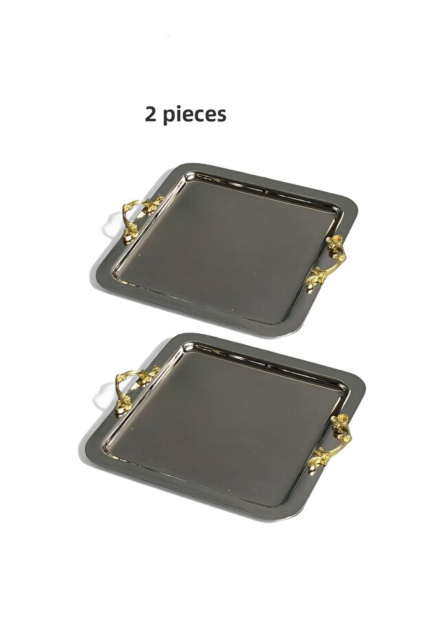 Double Square Silver Tray - 2 Pieces - 2