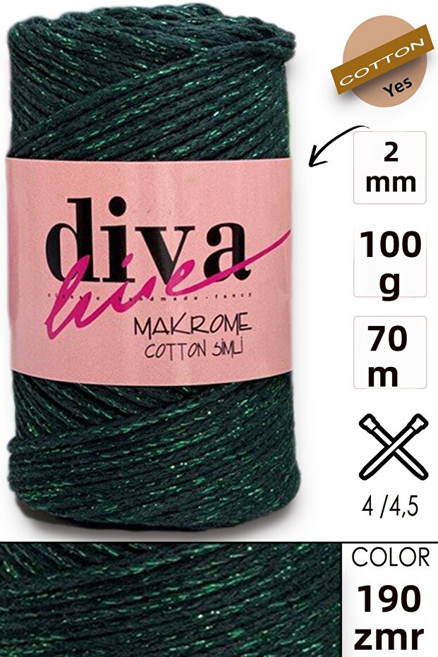 Diva Makrome Cotton Simli 190 Emerald
