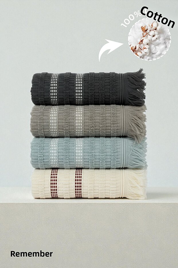 4-Piece Agros Hand Towels - 50X80 Cm, 170 Gr, 100% Cotton, Spa and Hotel Towels