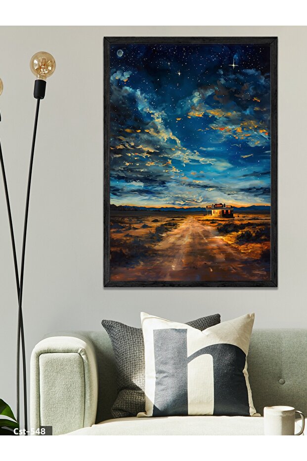 Starry Night One Piece Black Wooden Framed Painting