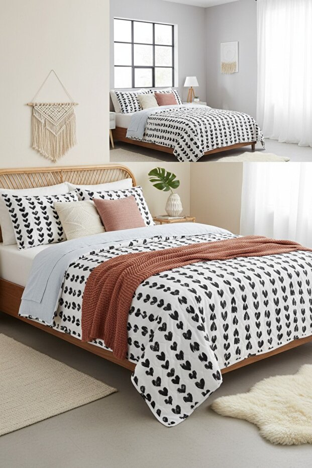 طقم بيكيه مزدوج مطبوع منقوش حديث 200x230 سم ملون