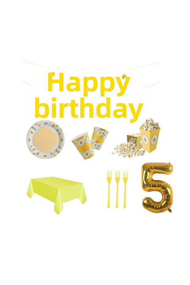 Mini Party Store Daisy Birthday Party Set for 8 People