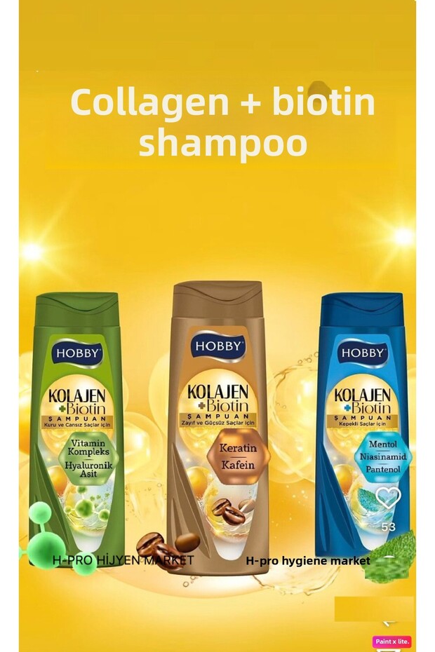 Collagen Biotin Shampoos 480 ml 3 Units (H-Pro Hygiene Market)