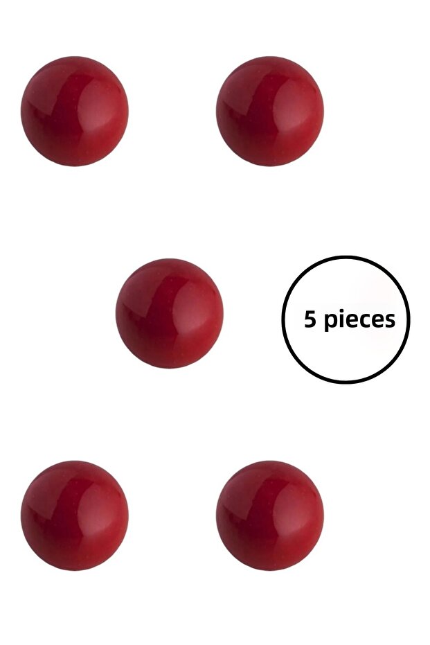 5 Pcs Porcelain Ball Knob Red Children's Room Furniture Handle Ceramic Single Screw Drawer Handle (30 mm)