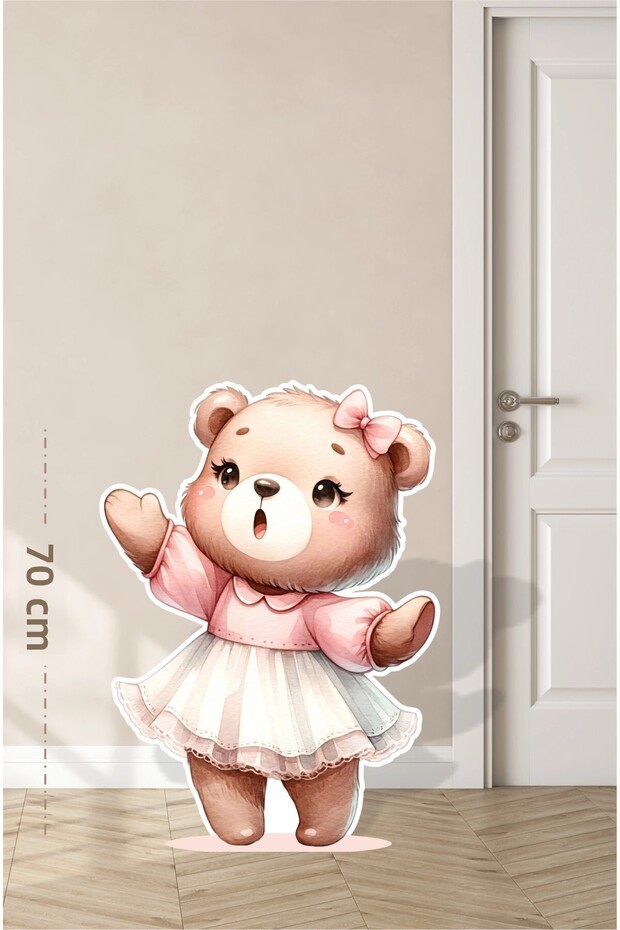 Standing Cute Teddy Bear with Tutu in White - 70 cm Standing Board