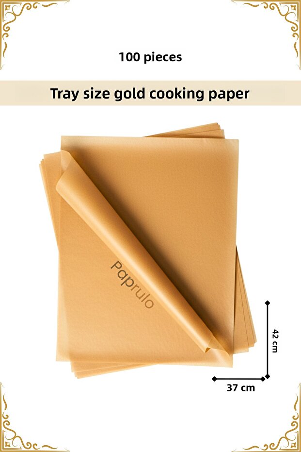 100 Pieces of Unbleached Baking Paper in Tray Box 37X42 XL Size Gold Quality