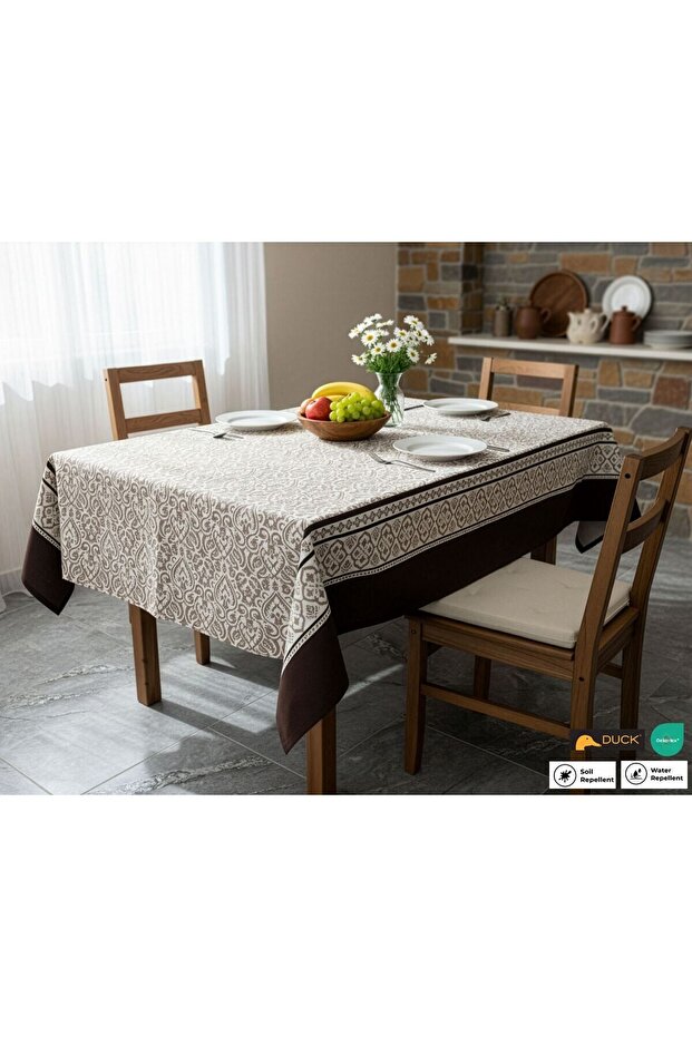 مفرش طاولة منقوش مقاوم للسوائل ومقاوم للبقع - 3