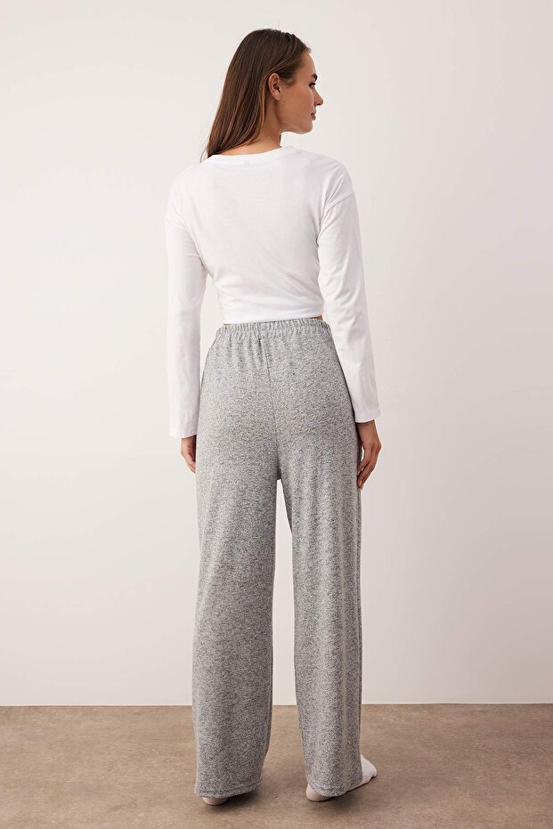 Gri Yumoş Örme Pantolon TWOAW21PL0094 - 4