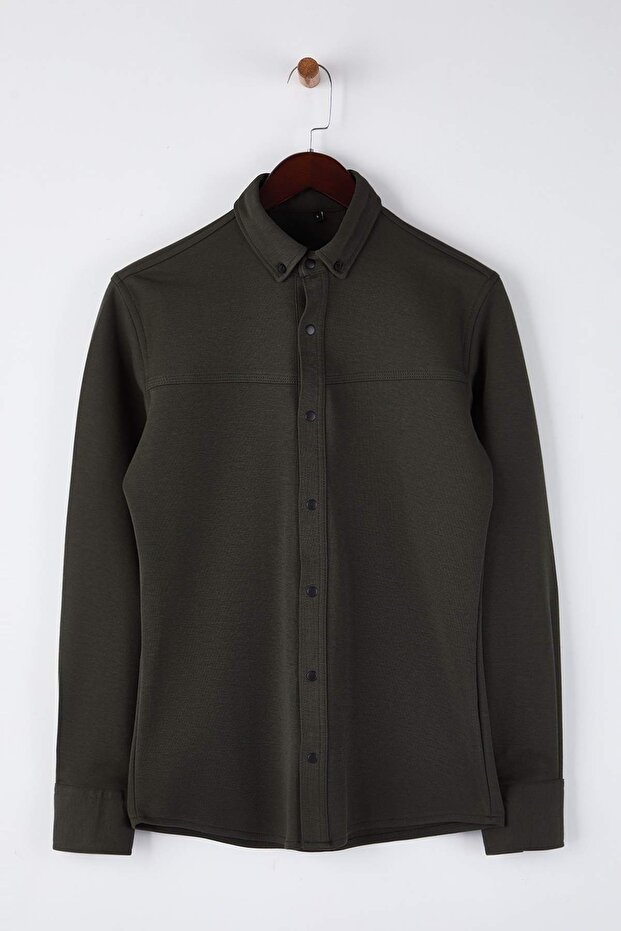 Haki Regular fit Dokulu Erkek Gömlek TMNAW26GO00023 - 5