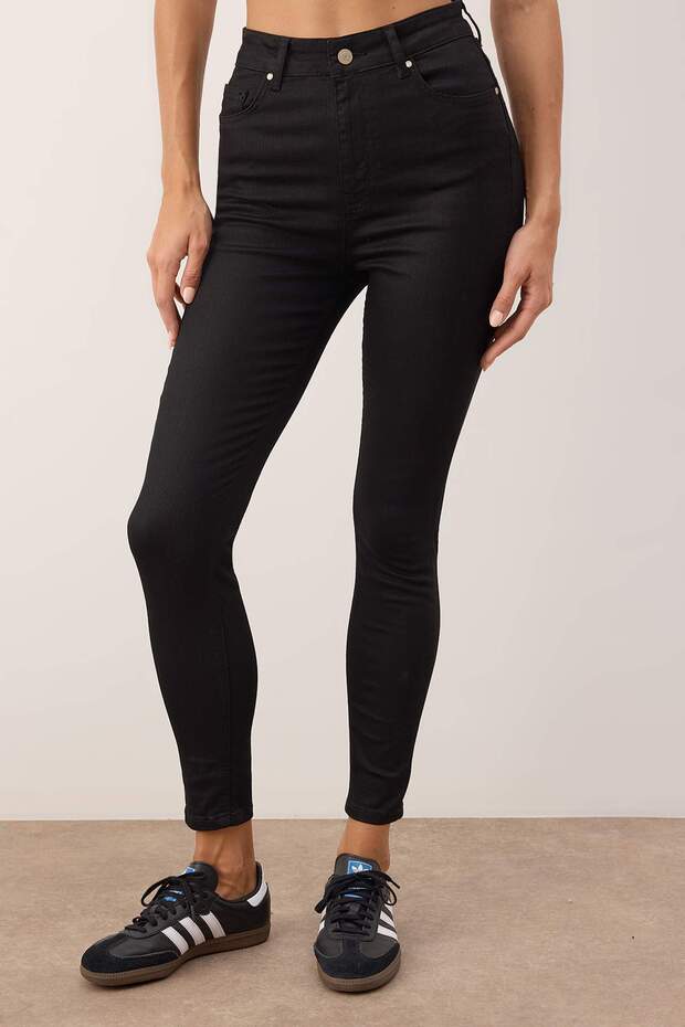 Siyah Yüksek Bel Esnek Skinny Jeans TWOAW26JE00250 - 3
