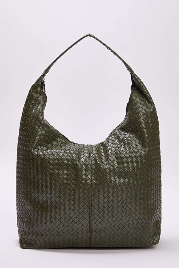 Haki Süet Büyük Maxi Tote Kadın Maksi Boy Omuz Çantası TAKAW26OC00045 - 1