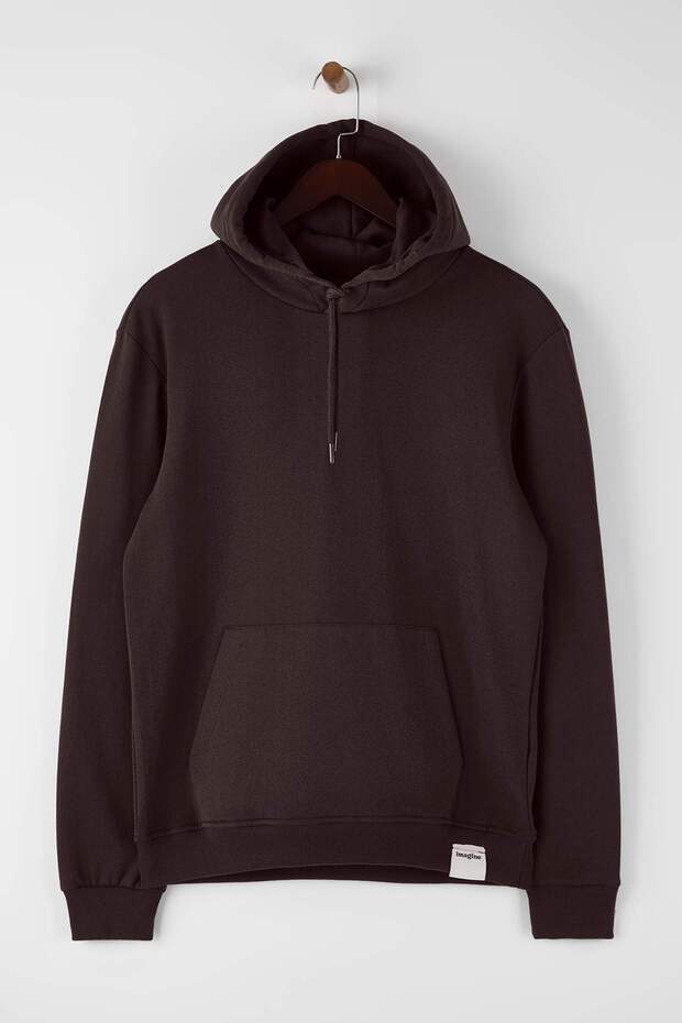 Siyah-Kahverengi 2'li Paket Kapüşonlu Regular Kesim İçi Polarlı Sweatshirt TMNAW24SW00000 - 9
