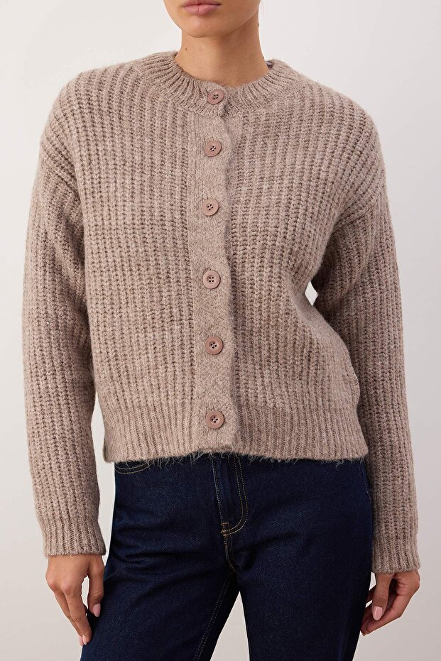 Wardrobe Essentials Vizon Yumuşak Dokulu Basic Triko Hırka | TWOAW26HI00204 - 3