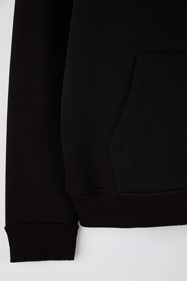 Siyah Regular / Normal Kesim Sırt Baskılı Örme Sweatshirt TMNAW20SW0163 - 7