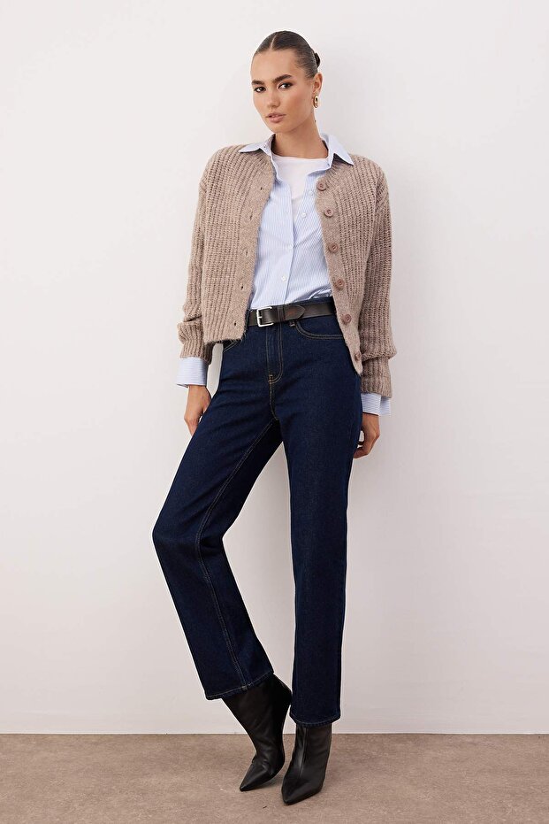 Wardrobe Essentials Vizon Yumuşak Dokulu Basic Triko Hırka | TWOAW26HI00204 - 2