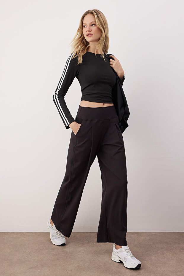 Siyah Fırçalı Soft Kumaş Örme Spor Eşofman Altı THMAW26EA00003 - 3