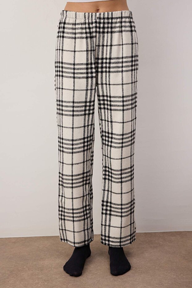 Kırmızı-Çok Renkli 2'li Pamuklu Ekoseli Flanel Dokuma Pijama Altı THMAW26PJ00007 - 6