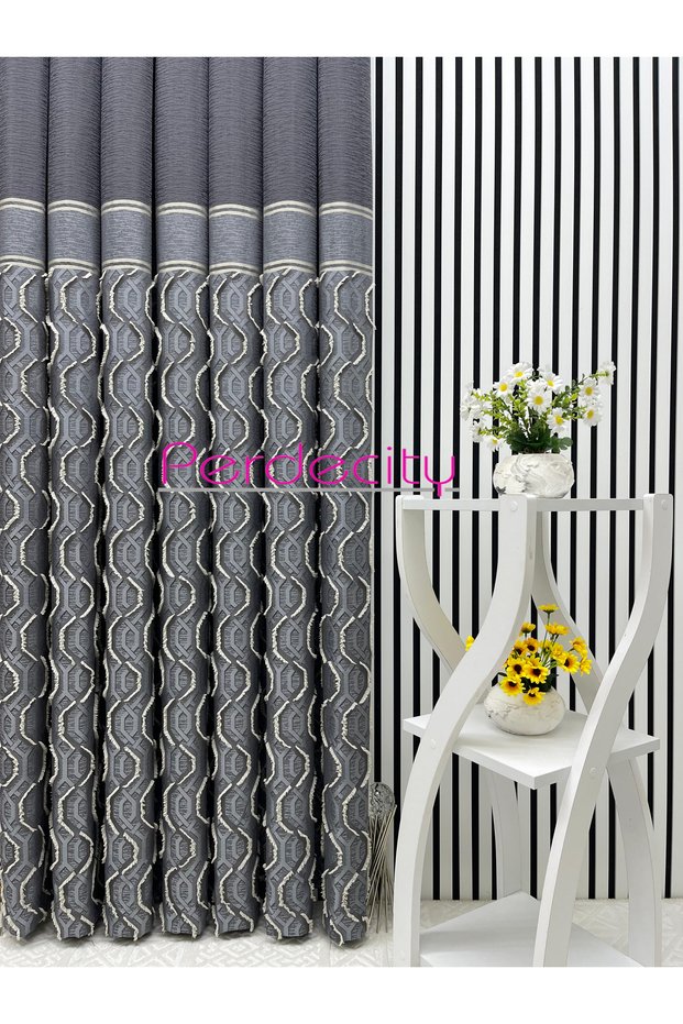 Bohemian Style Seyran Fringed Gray Panel Background Curtain 1X3 Frequent Pleats Suitable for Any Room