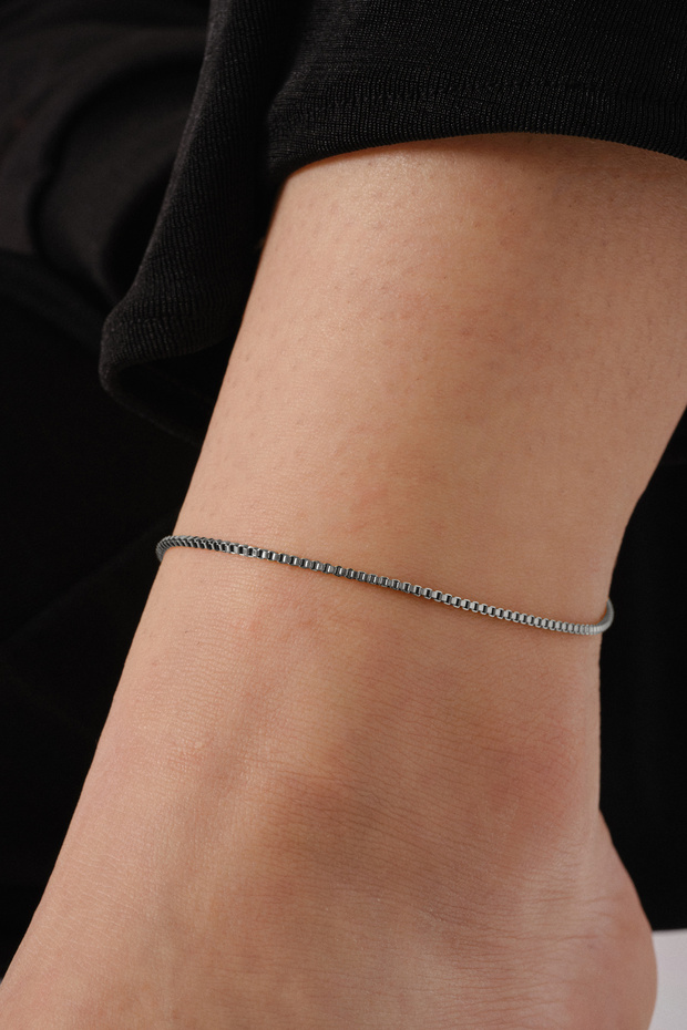 Steel Box Square Chain Anklet Suitable for Daily Use in the Sea, Does Not Tarnish, Thin Box Chain 1mm 22Cm+4Cm