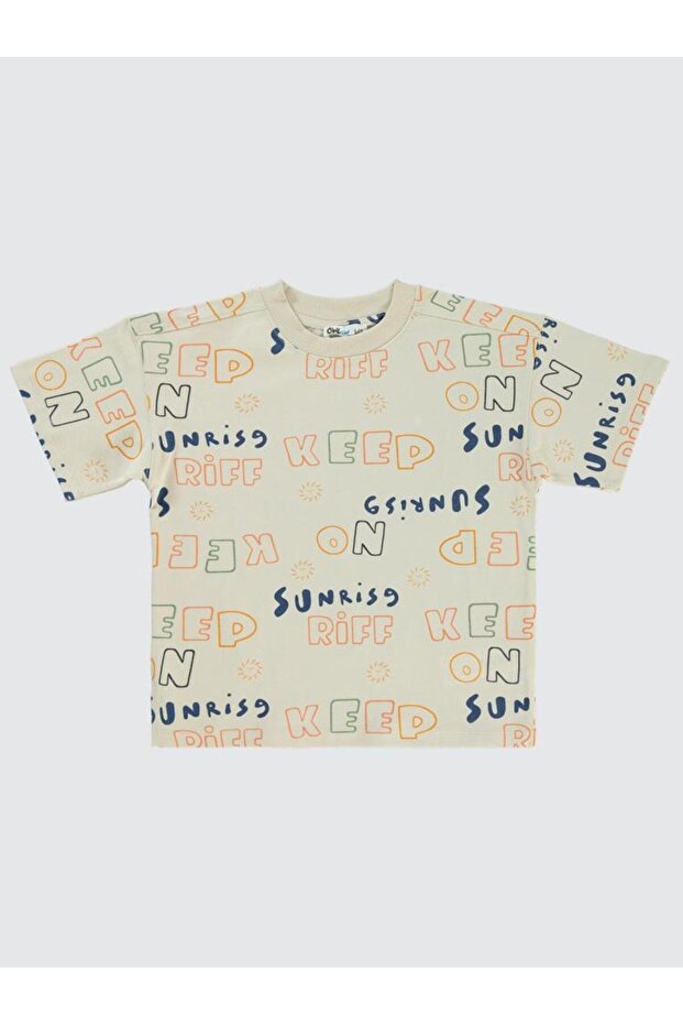 10-13 Years Old Boy Oversize T-Shirt - Stone