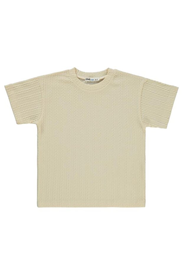 Self-Patterned T-Shirt for 6-9 Years Old - Beige 9-10 Years Old