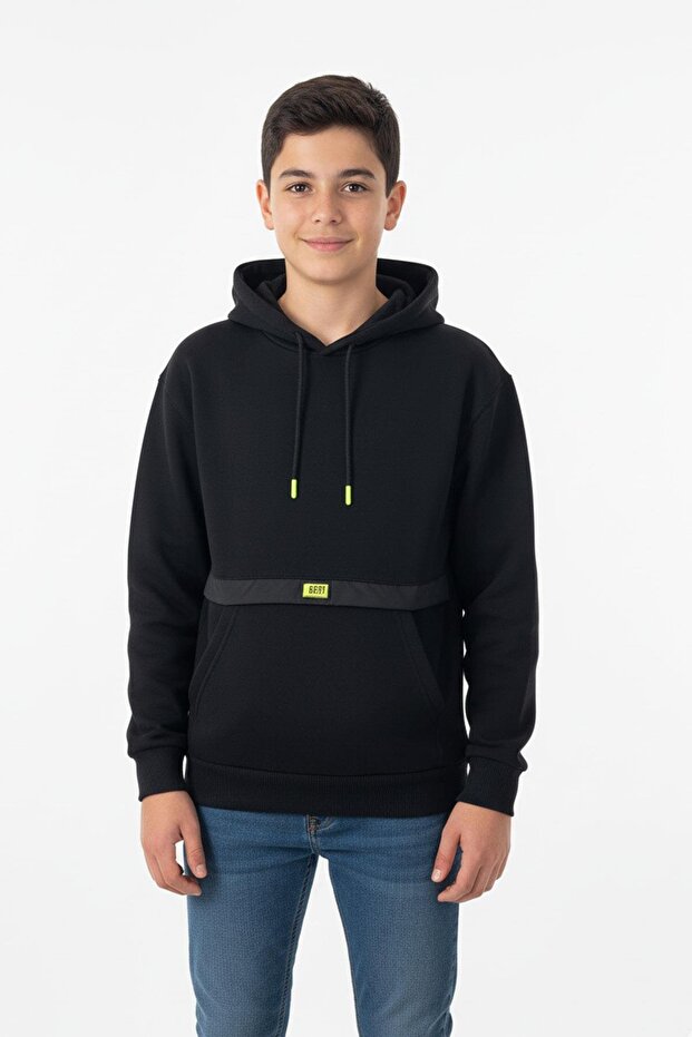Hooded Boys' Sweatshirt with Kangaroo Pocket Detail