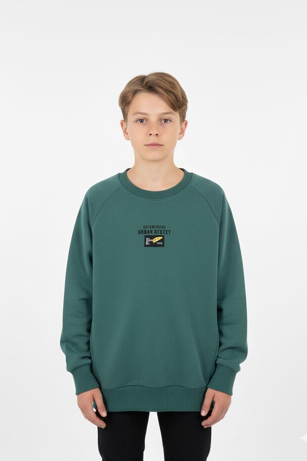 Boys' Sweatshirt with Kangaroo Pocket and Printed Detail