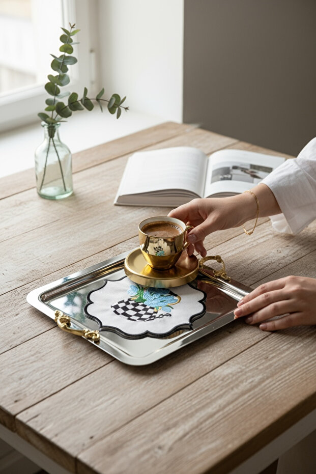 Double Square Silver Tray - 2 Pieces - 1