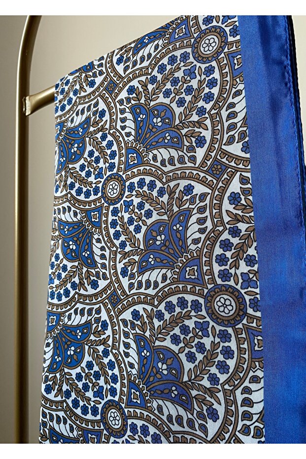 وشاح ناعم أزرق منقوش - 6