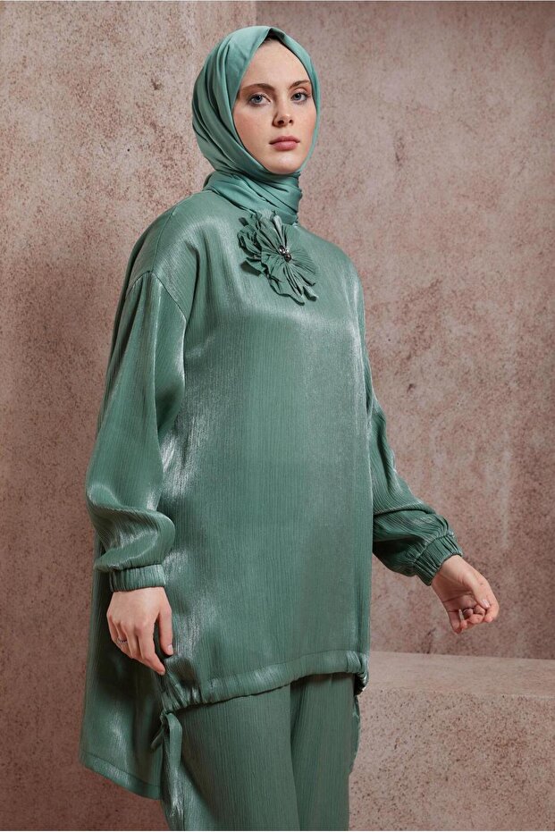 Accessory Detailed Pants Suit 44542