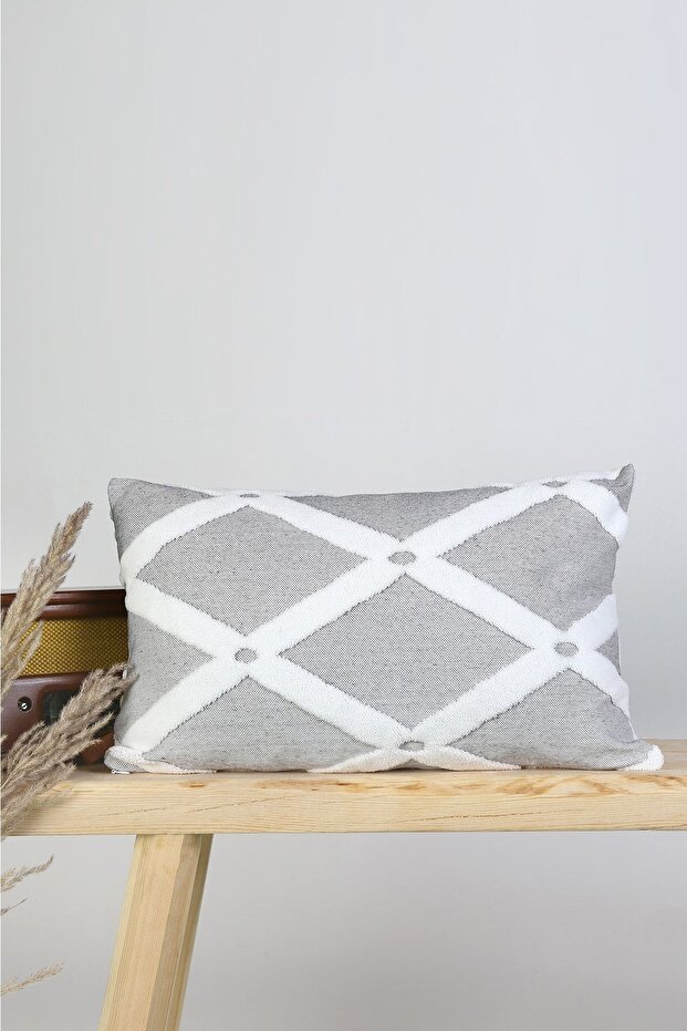 Bohemian Custom Design Punch Punch Pattern Rectangular Throw Pillow Cover Bella Gray - 5