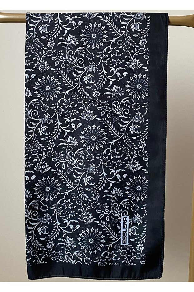 Black Patterned Soft Scarf - 5