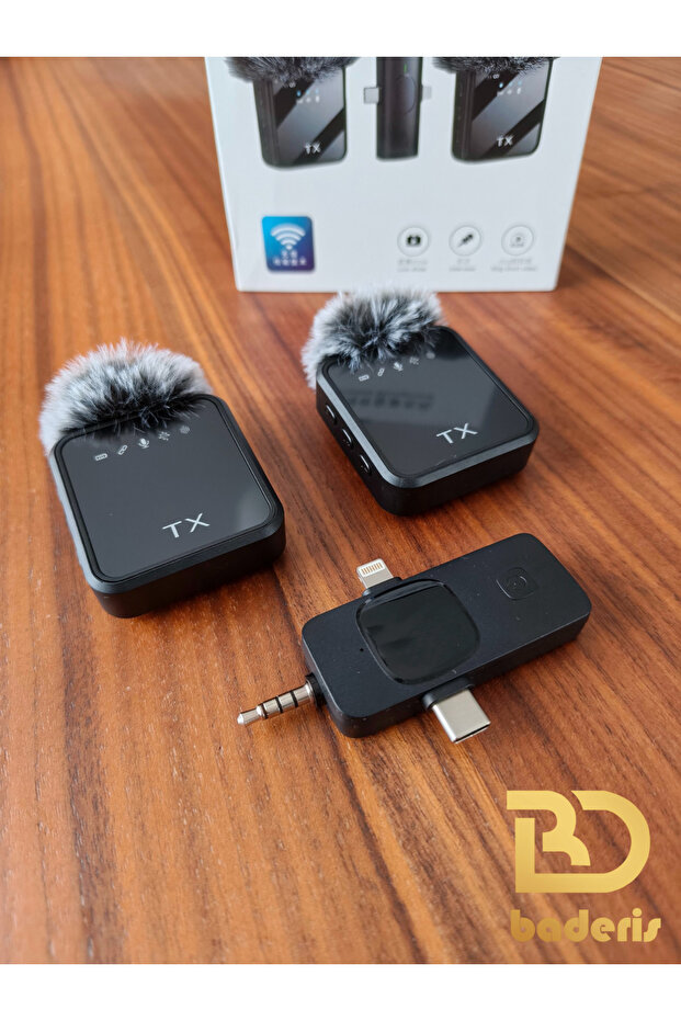 F11-2 Profesyonel Kablosuz Yaka Mikrofonu 3in1 Mikrofon Type-C/Lightning/Jack - 4