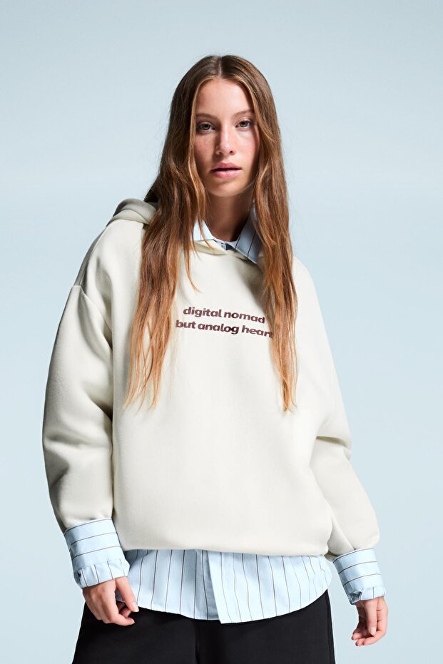 Baskılı kapüşonlu sweatshirt - 4