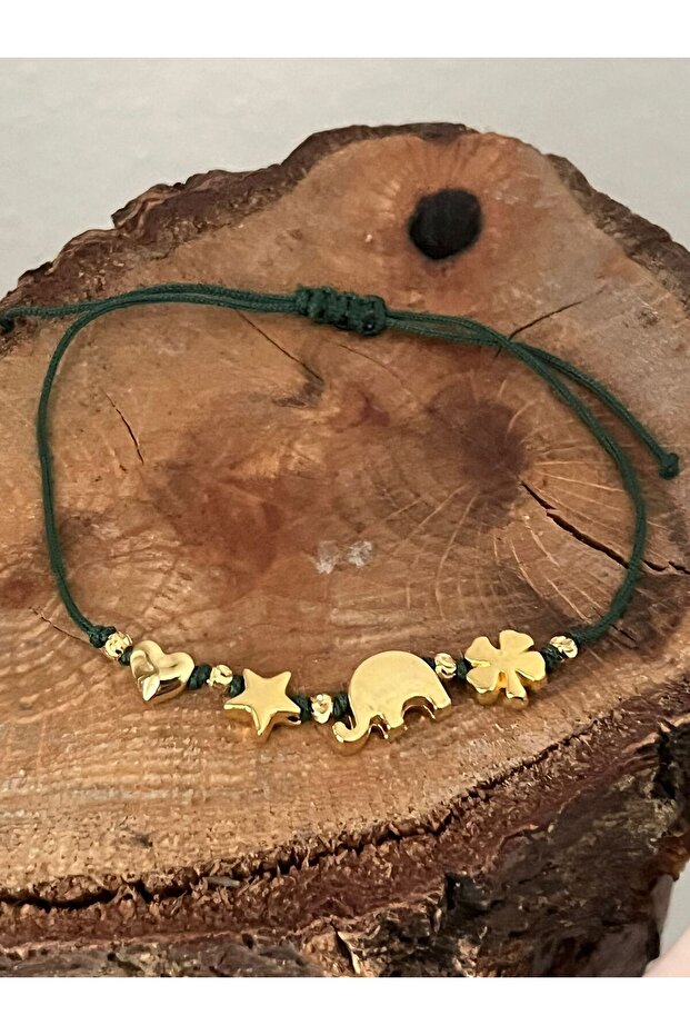 Green Elephant Christmas Star Heart Clover Lucky Bracelet - Combination with Clover Rope Bracelet Gift