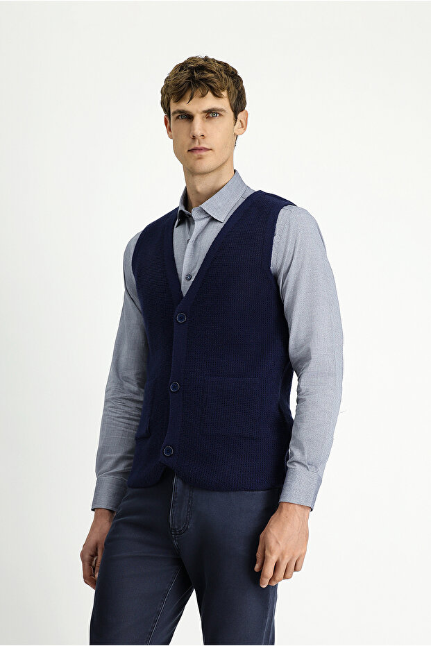 V Yaka Triko Yelek - 4