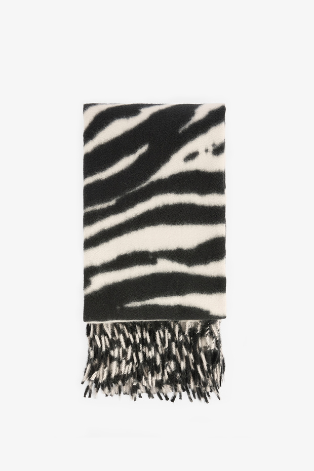Zebra Patterned Soft Textured Scarf - 2