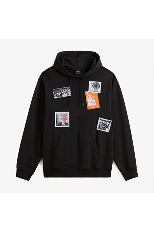 Punk Patch Pullover Erkek Siyah Sweatshırt - 3