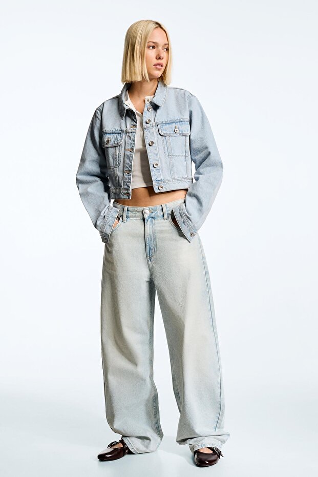 Crop denim ceket - 5