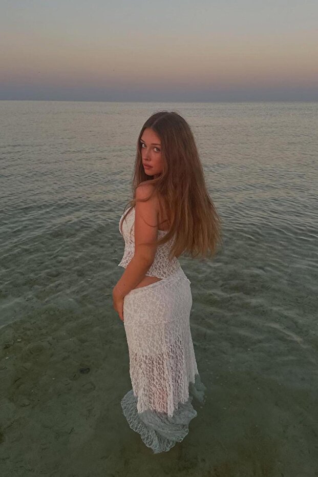 Dantel midi etek - 4