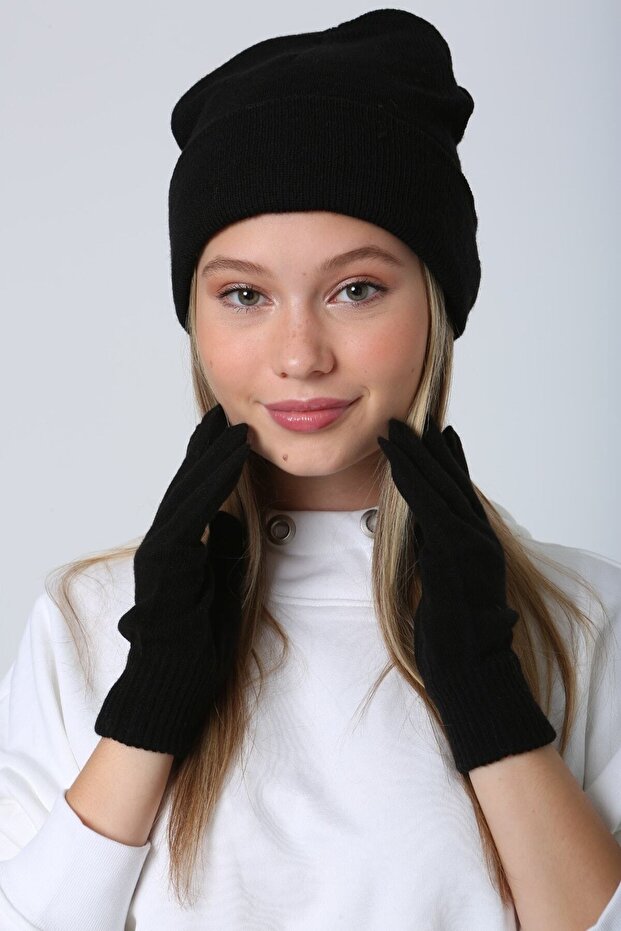 Siyah Örme Unisex Eldiven - 2