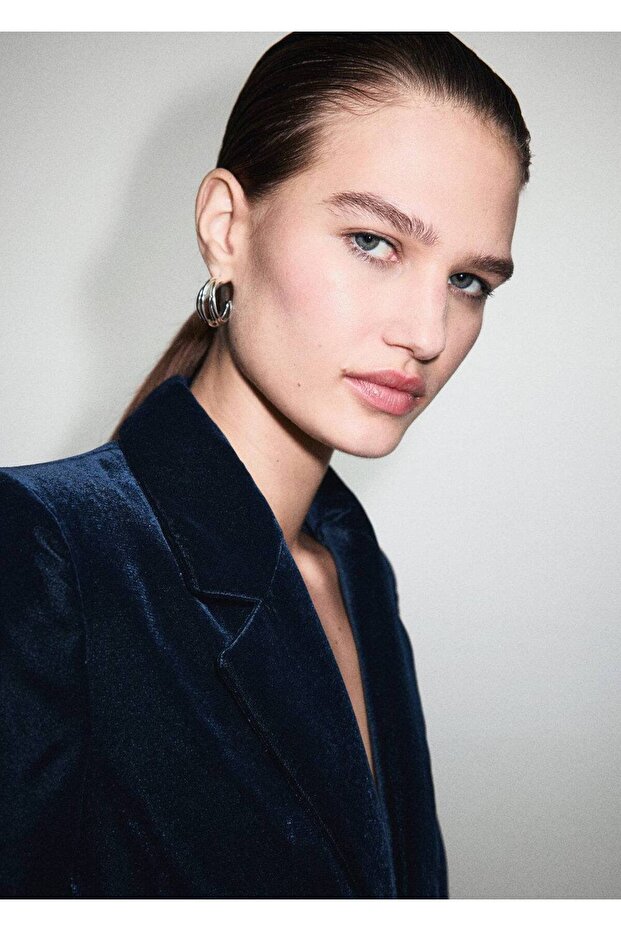 Kadife kruvaze blazer ceket - 6