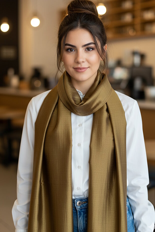 Mustard Color Taffeta Shawl