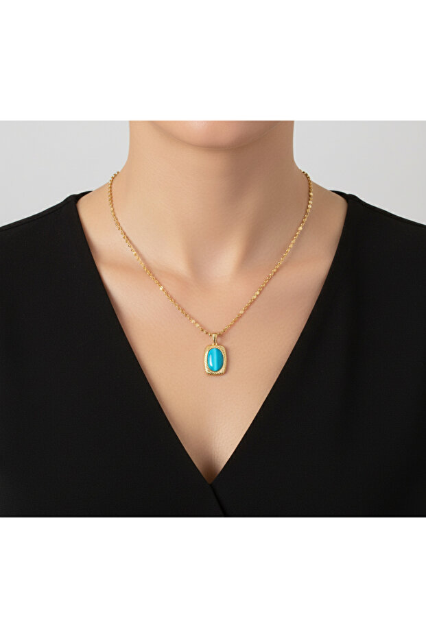 Natural Stone Women's Necklace, Adjustable Chain Length and 3 Chain Options