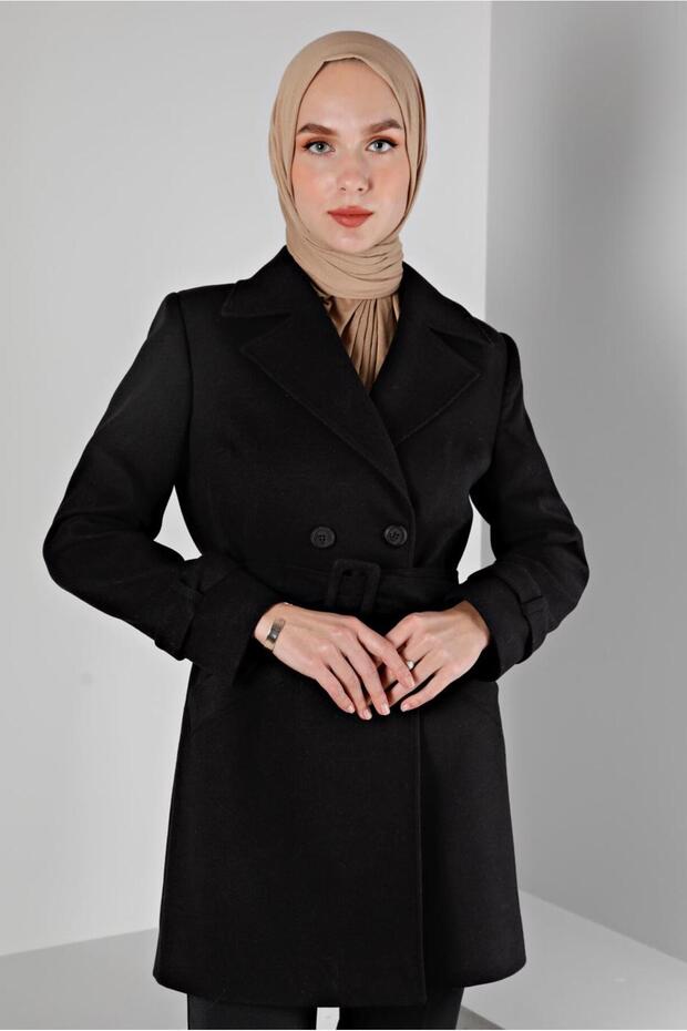 معطف بأزرار وحزام 90359 - 1