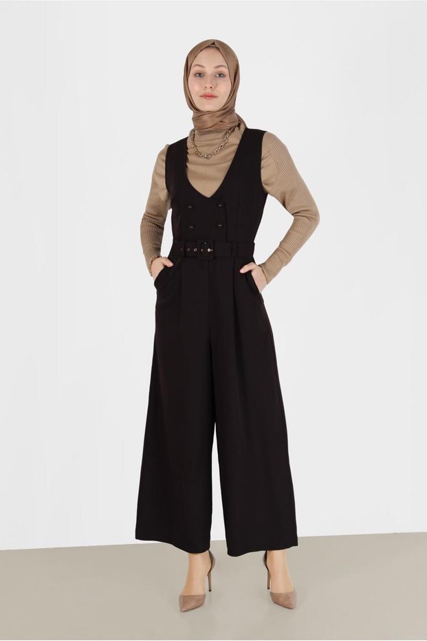BUTTON DETAILED BELTED JUMPSUIT 42422