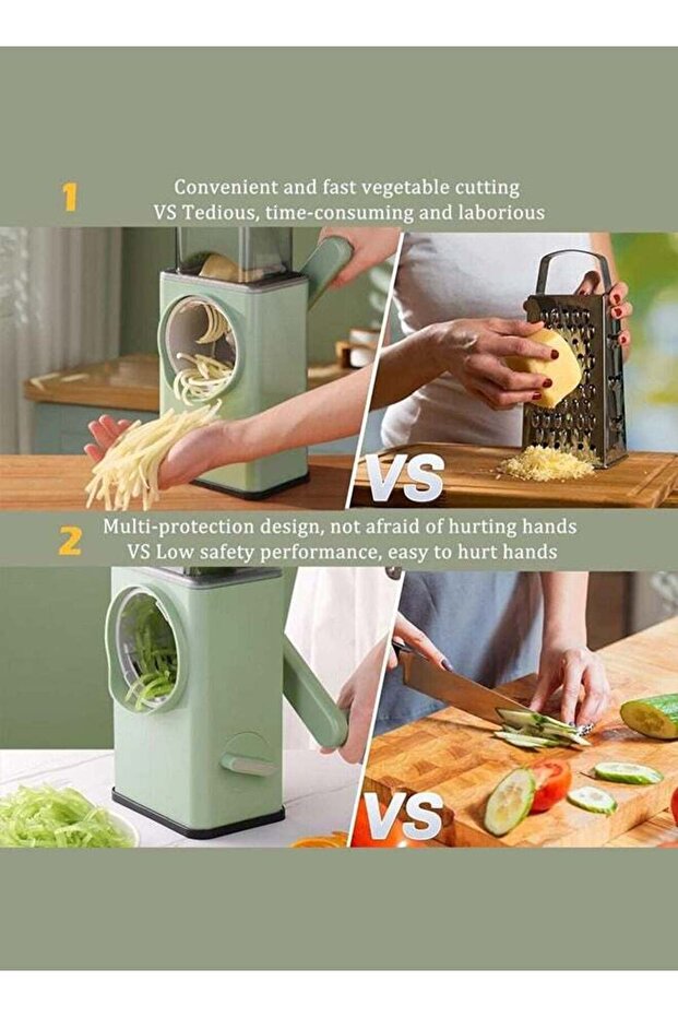 Manual Vegetable Slicer with 6 Interchangeable Multi-function Stainless Steel Blades - 5