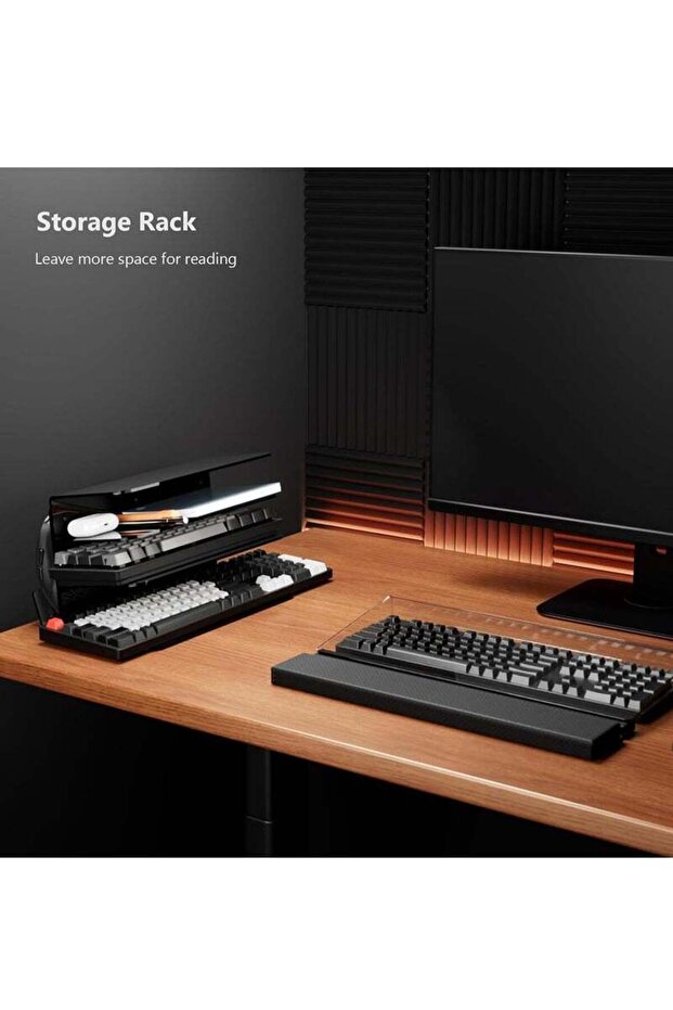 Acrylic Keyboard Mouse Storage Rack,Gaming Keyboard Plate Holder, Keyboard Mouse Desktop Organizer