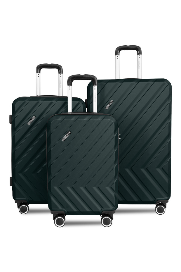 Prisma Series Set of 3 Luggage | Lightweight Small 10KG, Medium 20KG & Large 30KG ABS 4 Wheels Trolley Hardsided Travel Suitcase Army green